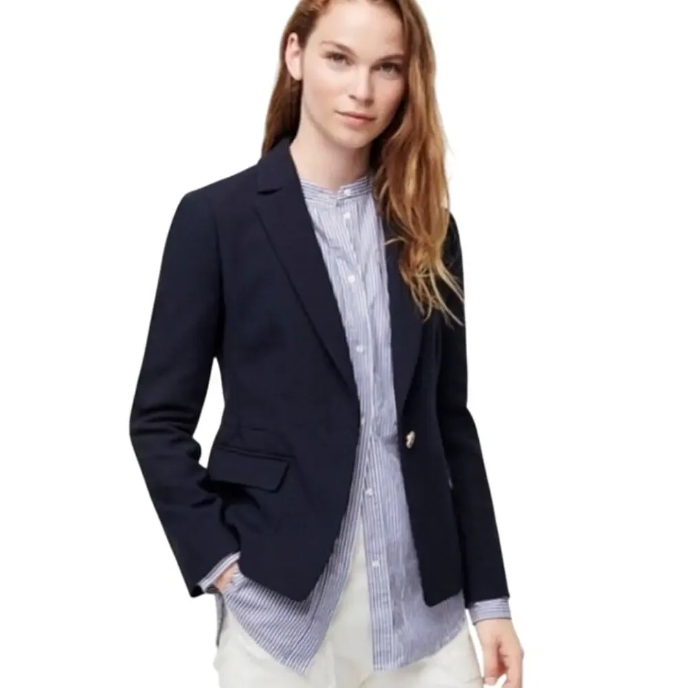 J. Crew‎ Womens Mayfair Pleated Back Navy Blazer Size 2